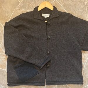 Women’s Charcoal Knit Button Cardigan Jacket. Natural Fiber.